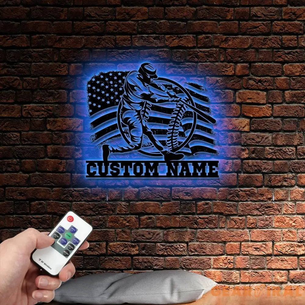 Personalized Baseball Metal Sign with LED Lights Baseball Wall Art Baseball Player Gift Baseball Player Name Sign Gift