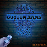 Personalized Basketball Metal Wall Art LED Light Custom Basketball Player Name Sign Sports Wall Decor Basketball Gift