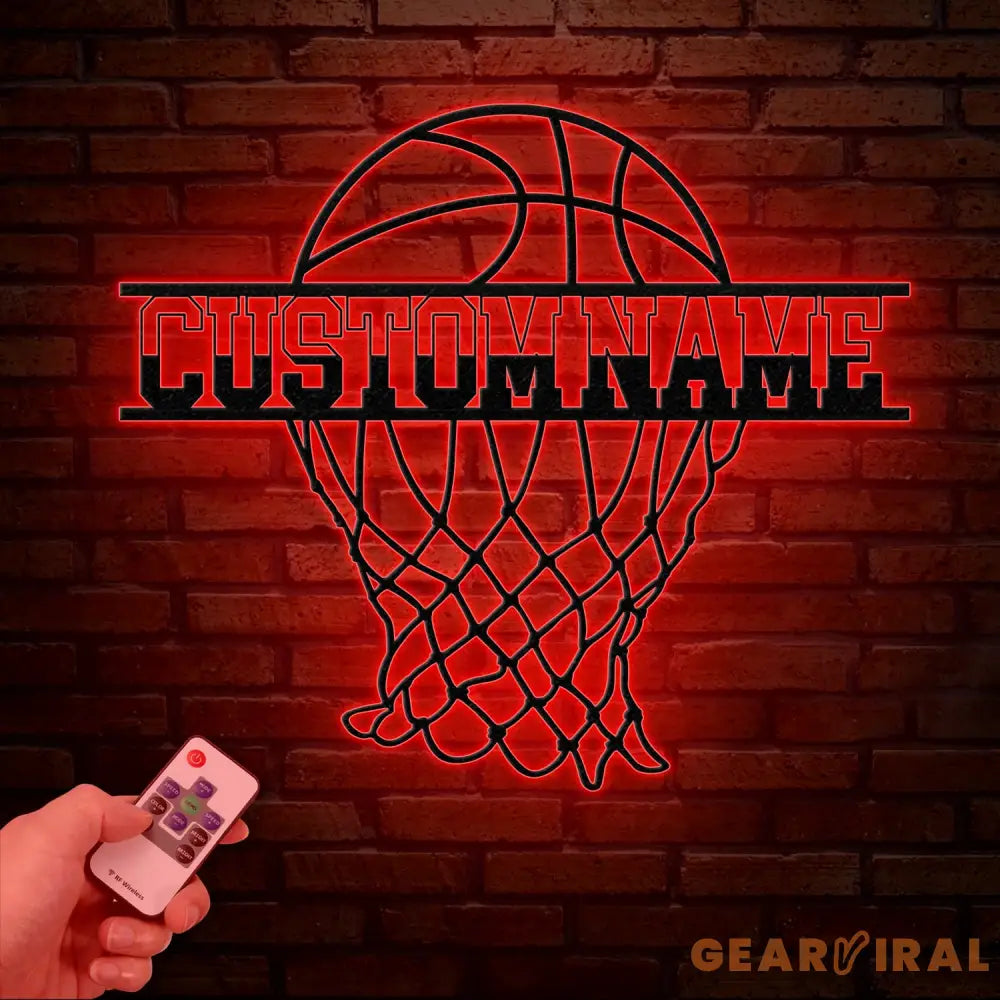 Personalized Basketball Metal Wall Art LED Light Custom Basketball Player Name Sign Sports Wall Decor Basketball Gift