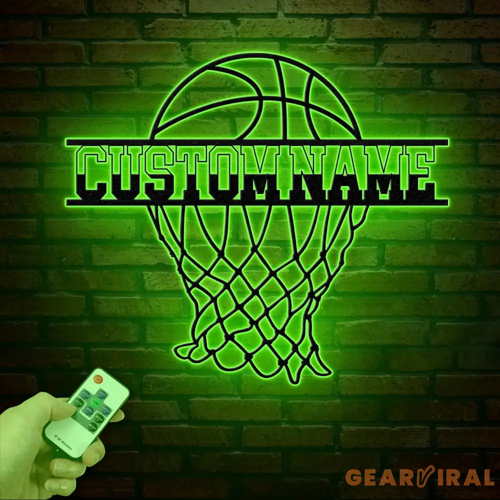 Personalized Basketball Metal Wall Art LED Light Custom Basketball Player Name Sign Sports Wall Decor Basketball Gift