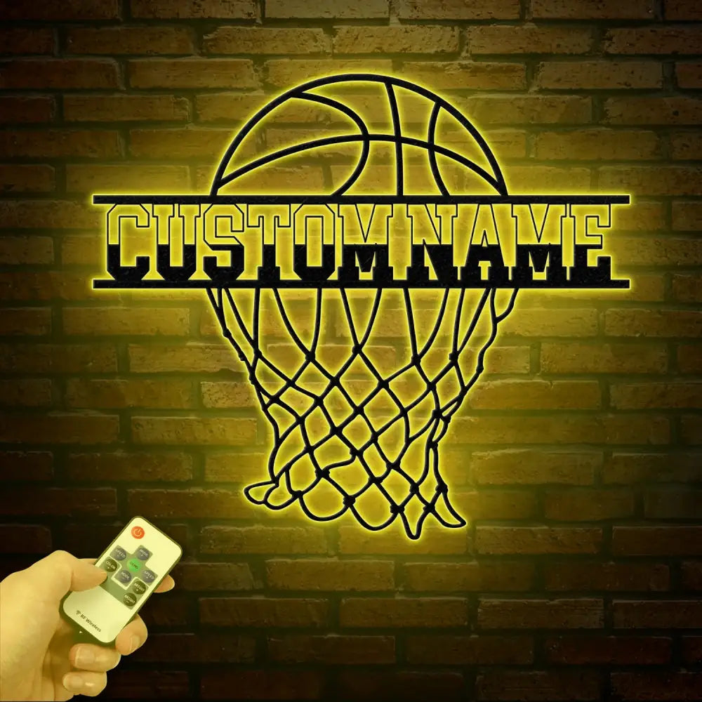 Personalized Basketball Metal Wall Art LED Light Custom Basketball Player Name Sign Sports Wall Decor Basketball Gift