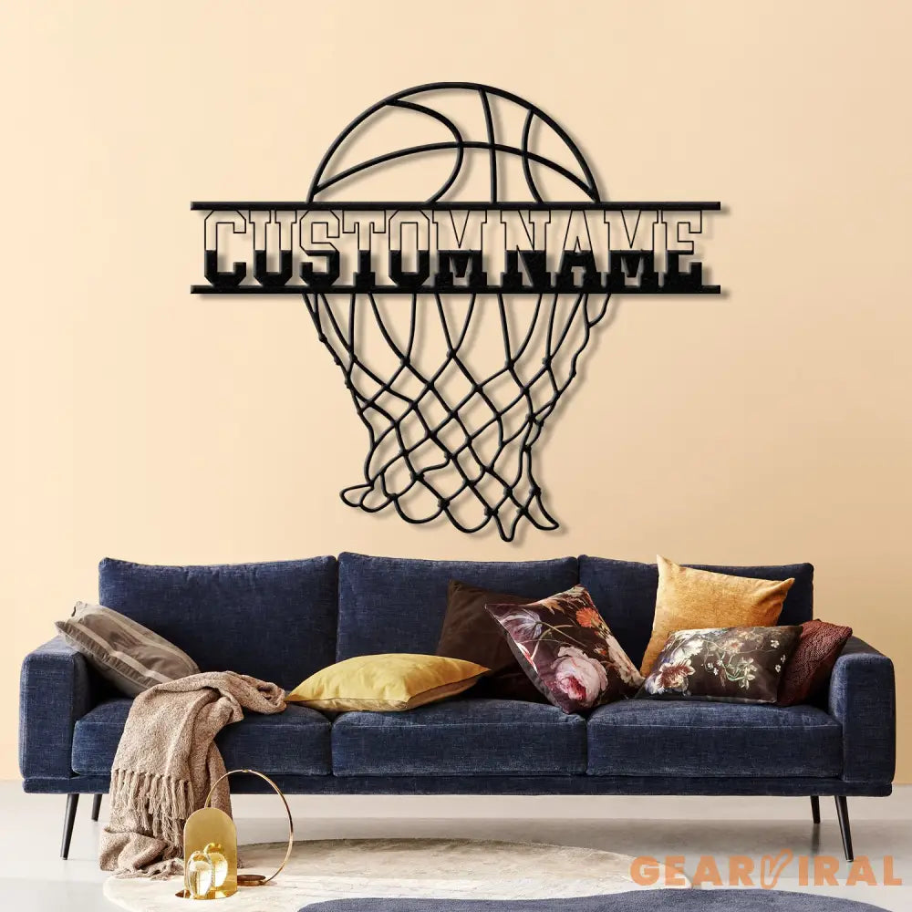 Personalized Basketball Metal Wall Art LED Light Custom Basketball Player Name Sign Sports Wall Decor Basketball Gift