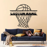 Personalized Basketball Metal Wall Art LED Light Custom Basketball Player Name Sign Sports Wall Decor Basketball Gift