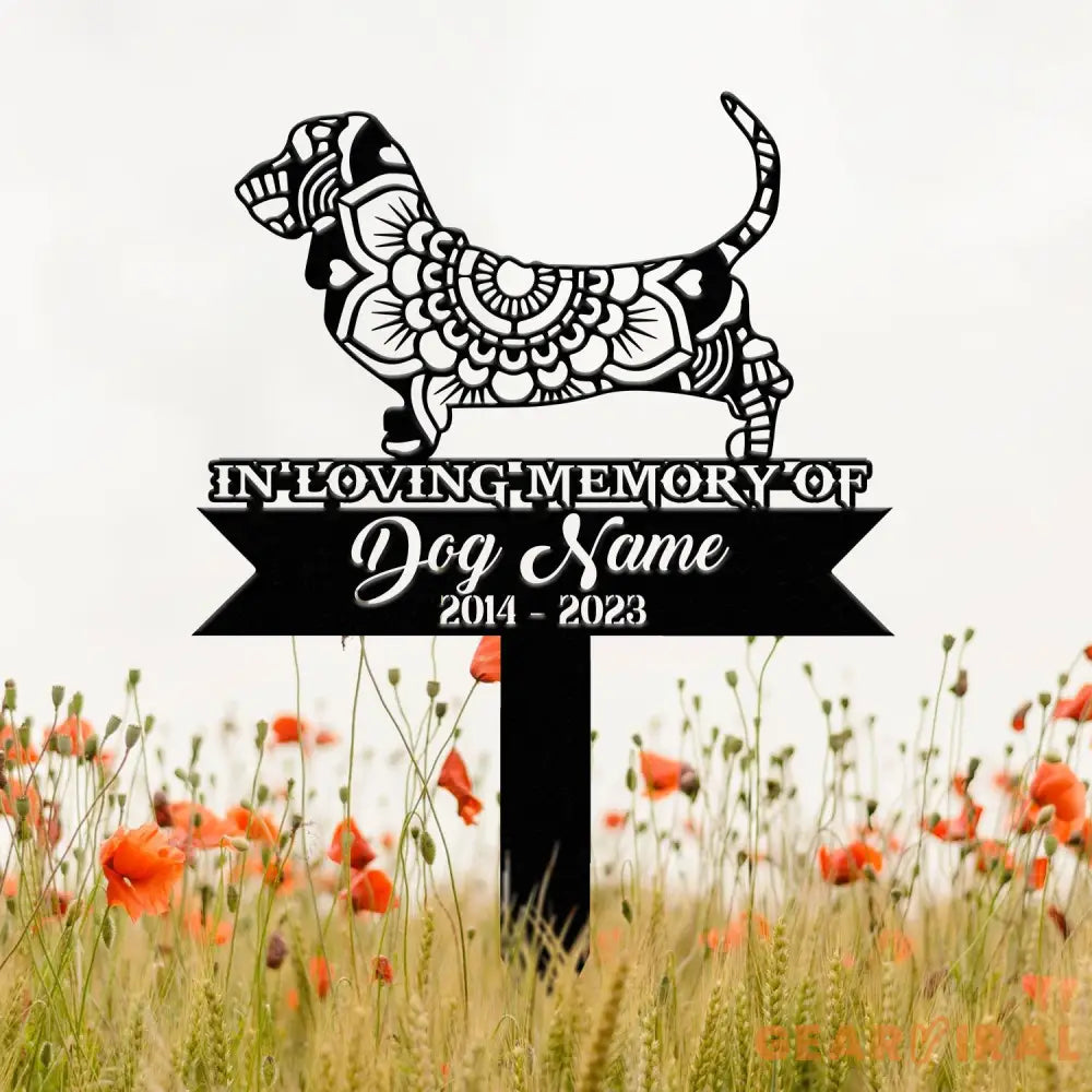 Personalized Basset Hound Mandala Garden Stake Zentangle Yard Art Dog Memorial Sign Outdoor Decor Pet Loss Sympathy Gift