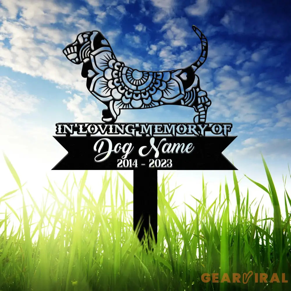 Personalized Basset Hound Mandala Garden Stake Zentangle Yard Art Dog Memorial Sign Outdoor Decor Pet Loss Sympathy Gift