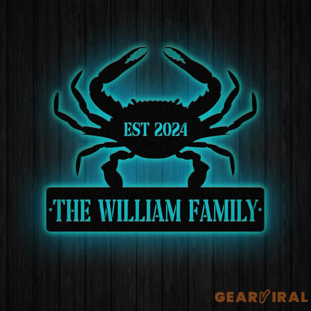 Personalized Beach Crab Sign Coastal Decor Nautical Wall Art Ocean and Sea Animal Decor Custom Metal Sign Personalized
