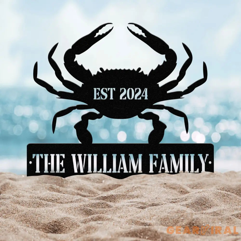 Personalized Beach Crab Sign Coastal Decor Nautical Wall Art Ocean and Sea Animal Decor Custom Metal Sign Personalized
