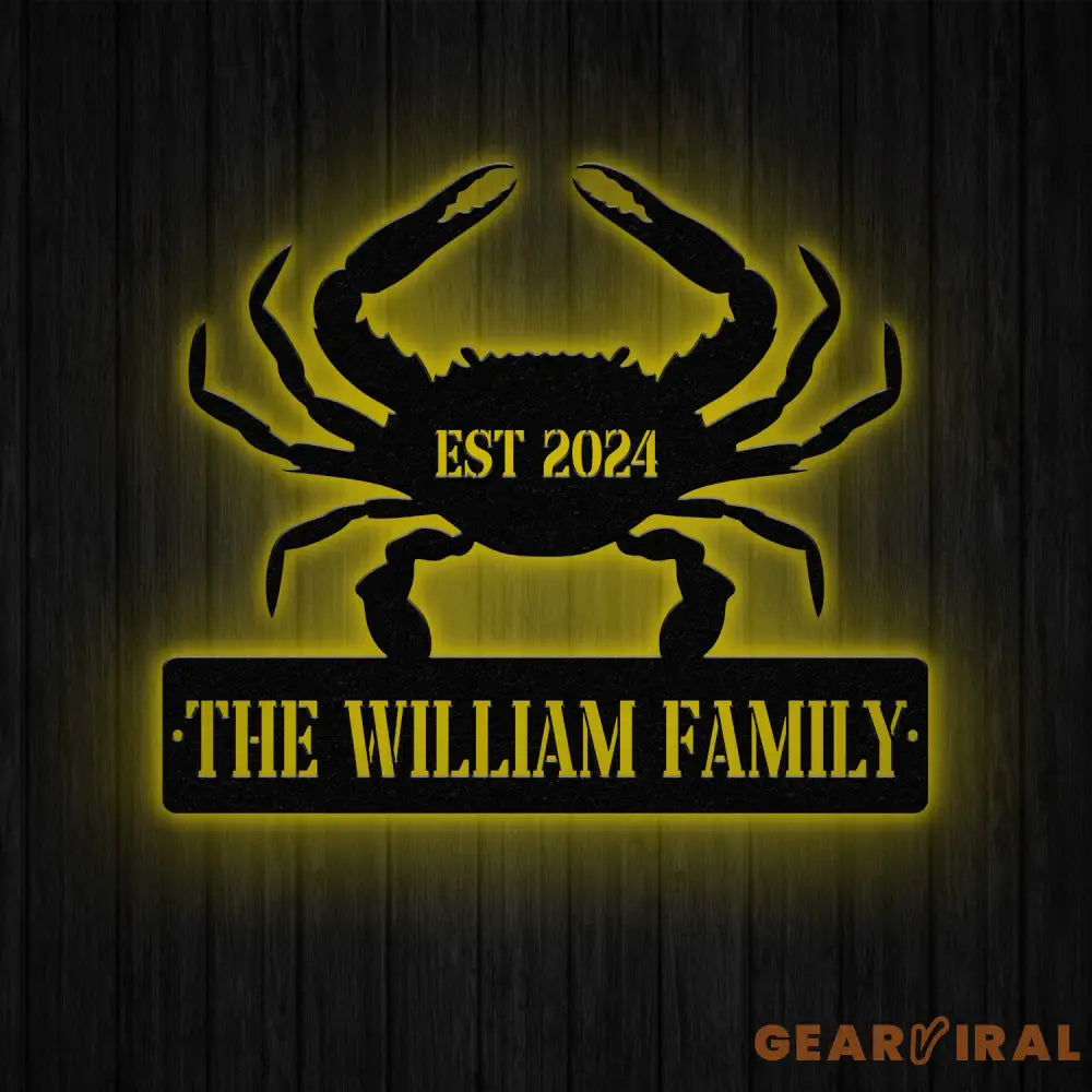 Personalized Beach Crab Sign Coastal Decor Nautical Wall Art Ocean and Sea Animal Decor Custom Metal Sign Personalized