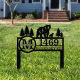 Personalized Bear Address Yard Stake Bear Address Sign Custom Family Name Sign House Number Plaque Yard Address sign