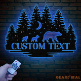 Personalized Bear Cabin Metal Sign with LED Light – Rustic Bear Decor for Cabin or Outdoors – Custom Door Monogram &