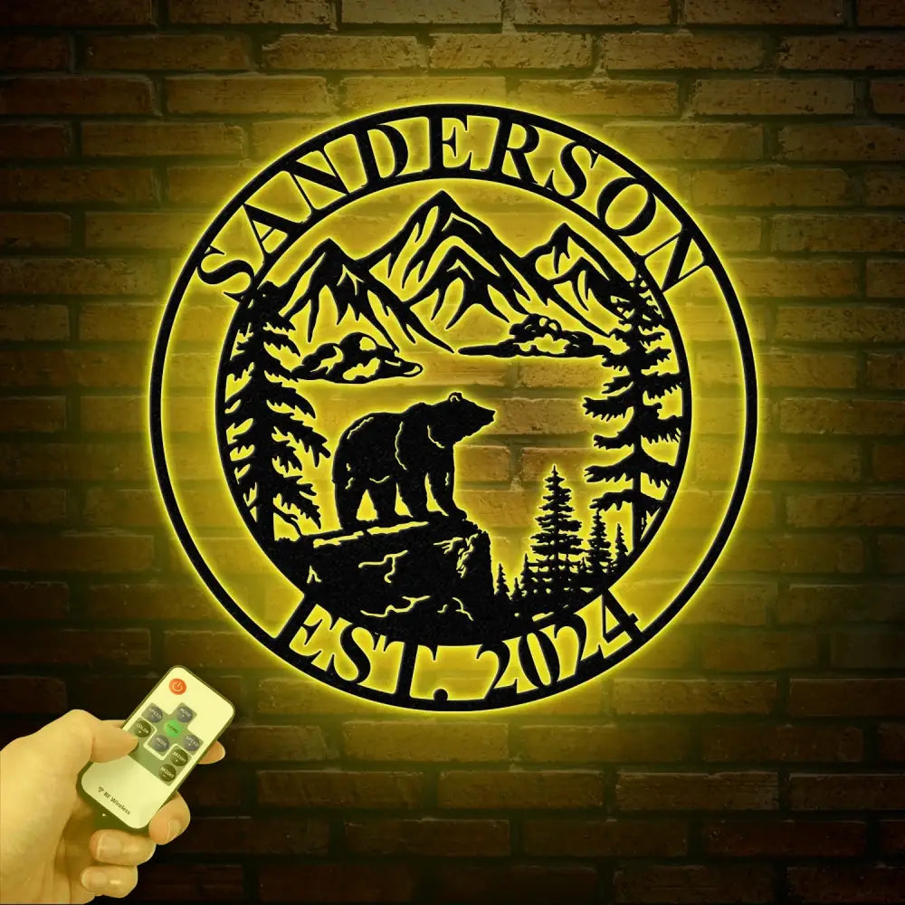 Personalized Bear On Cliff Metal Sign Mountain Decor Personalized Metal Bear Sign Cabin Decor Outdoor Bear Decor Rustic