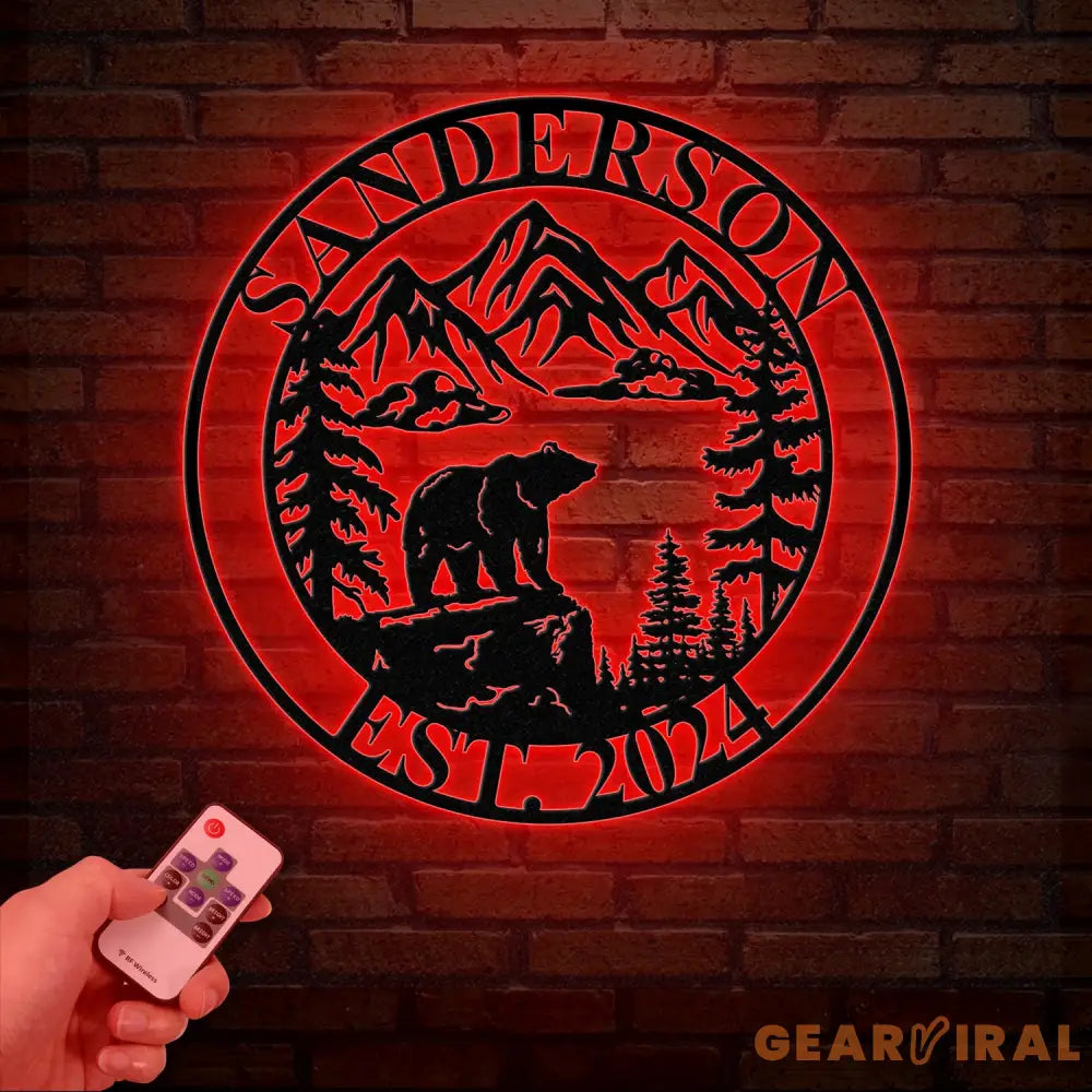 Personalized Bear On Cliff Metal Sign Mountain Decor Personalized Metal Bear Sign Cabin Decor Outdoor Bear Decor Rustic