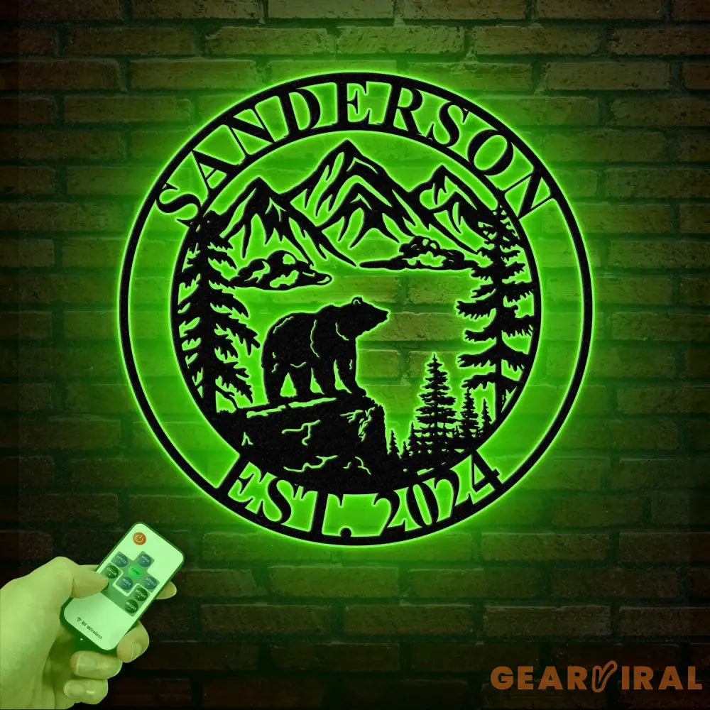 Personalized Bear On Cliff Metal Sign Mountain Decor Personalized Metal Bear Sign Cabin Decor Outdoor Bear Decor Rustic