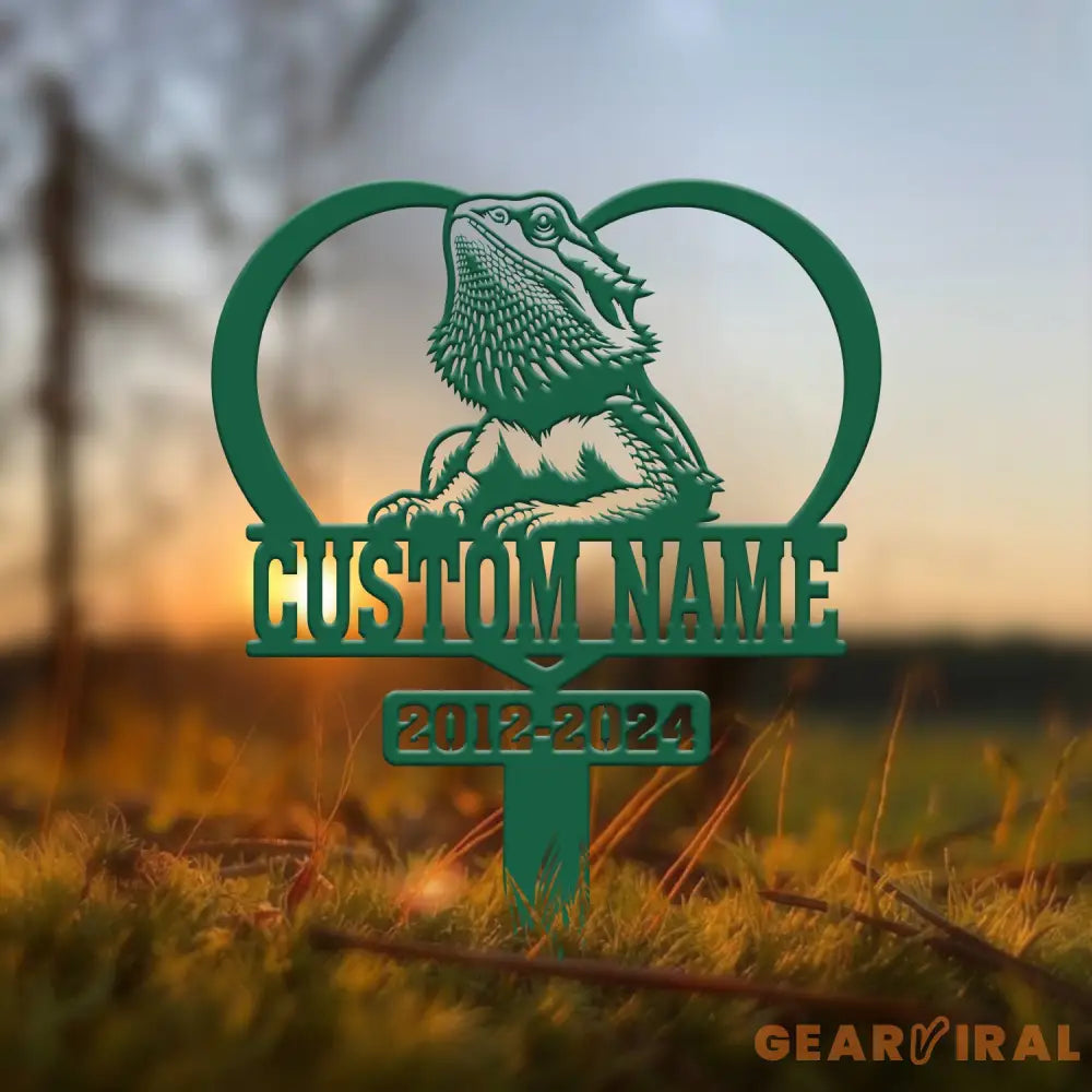 Personalized Bearded Dragon Memorial Stake - Custom Metal Sympathy Sign Pet Grave Marker Bearded Dragon Loss