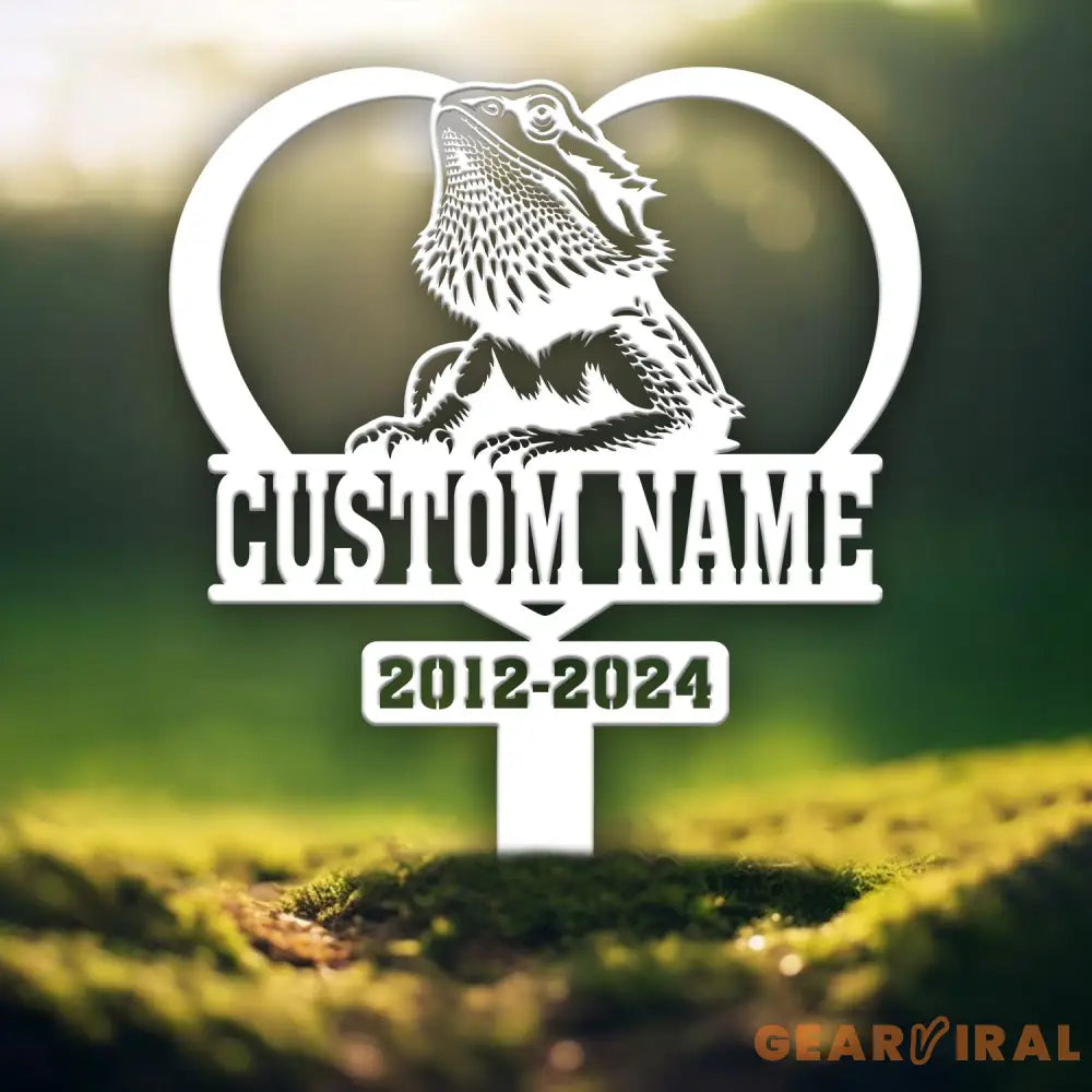 Personalized Bearded Dragon Memorial Stake - Custom Metal Sympathy Sign Pet Grave Marker Bearded Dragon Loss