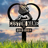 Personalized Bearded Dragon Memorial Stake - Custom Metal Sympathy Sign Pet Grave Marker Bearded Dragon Loss