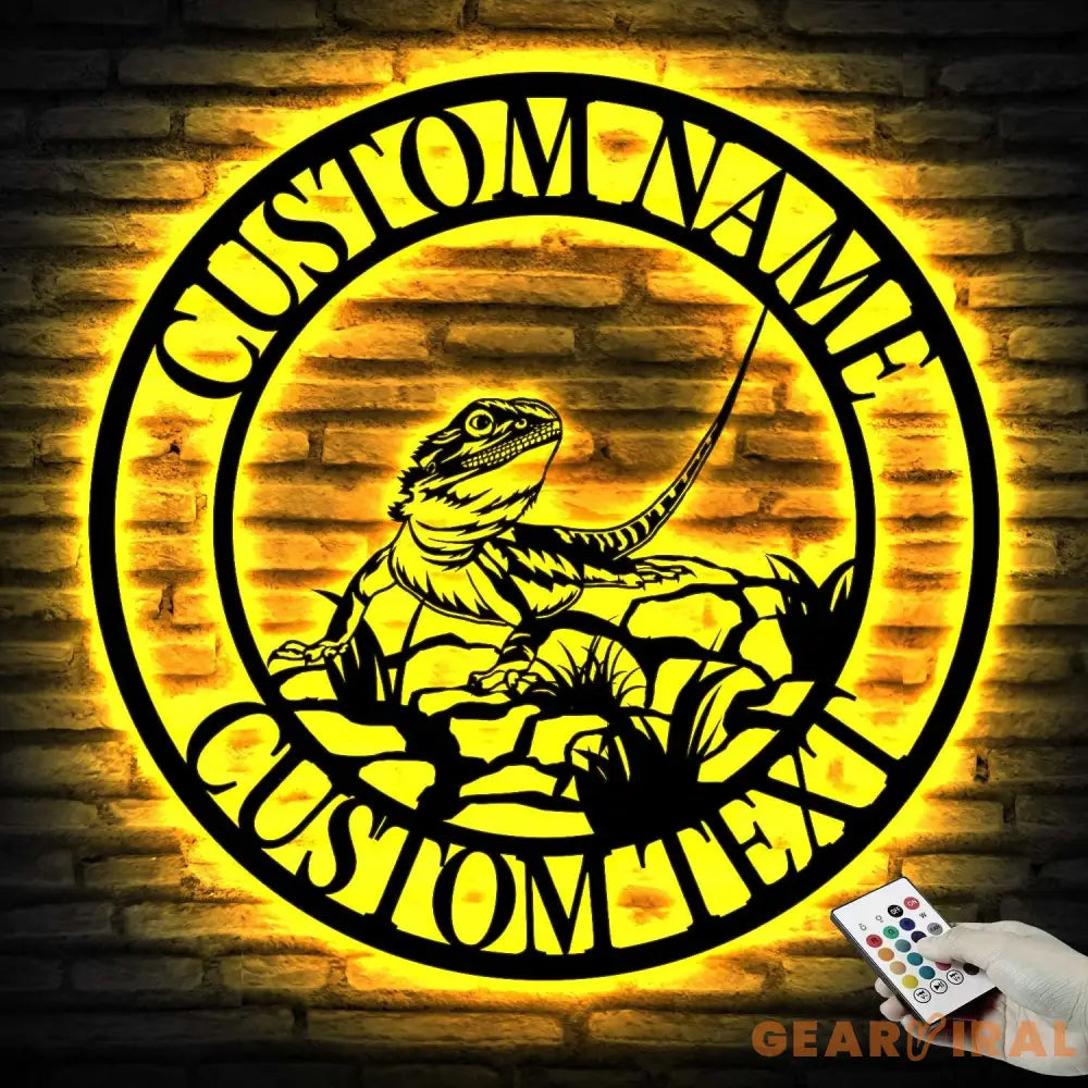 Personalized Bearded Dragon Metal Sign Led Lights - Bearded Dragon Name Sign - Beard Dragon Wall Art - Bearded Dragon