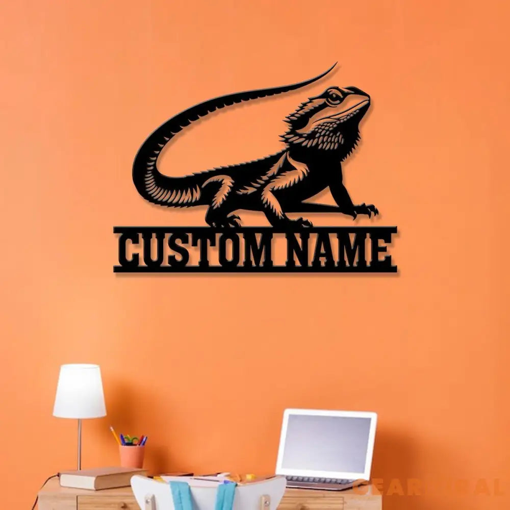 Personalized Bearded Dragon Metal Sign with LED Lights Custom Name Bearded Dragons Sign Unique Bearded Dragon Gift