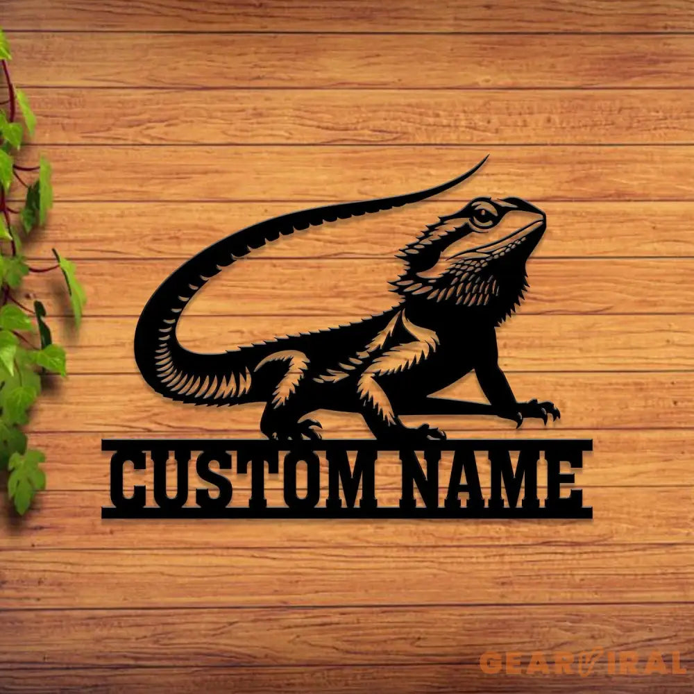 Personalized Bearded Dragon Metal Sign with LED Lights Custom Name Bearded Dragons Sign Unique Bearded Dragon Gift