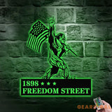 Personalized Bigfoot Sasquatch With US Flag Metal Address Sign Metal Address Sign - Metal Address Sign - Address Wall