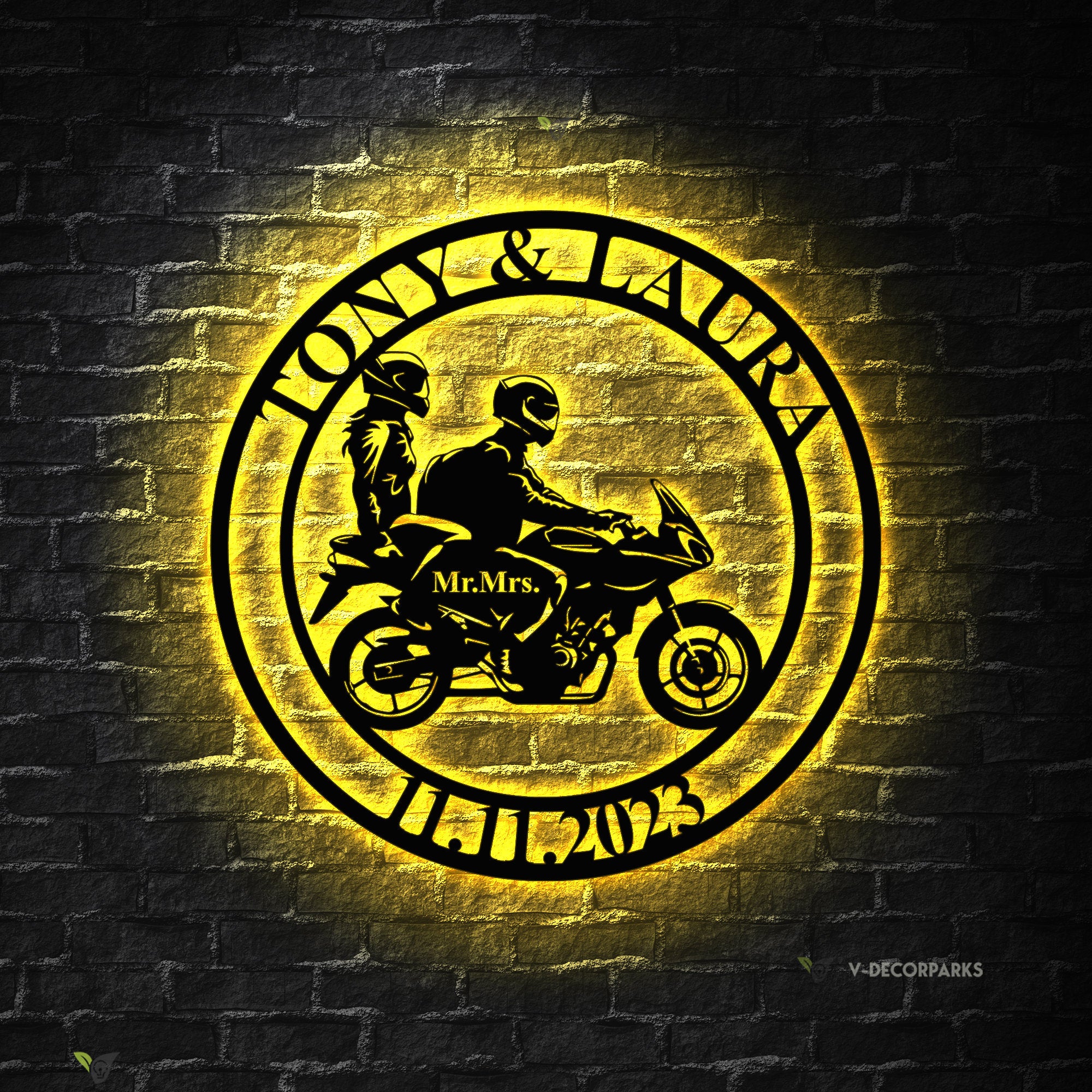 Personalized Biker Couple Metal Sign - Custom Motorcycle Rider Wall Art For Decor - Anniversary Gift - Wedding Gift Motorcylce | GearViral