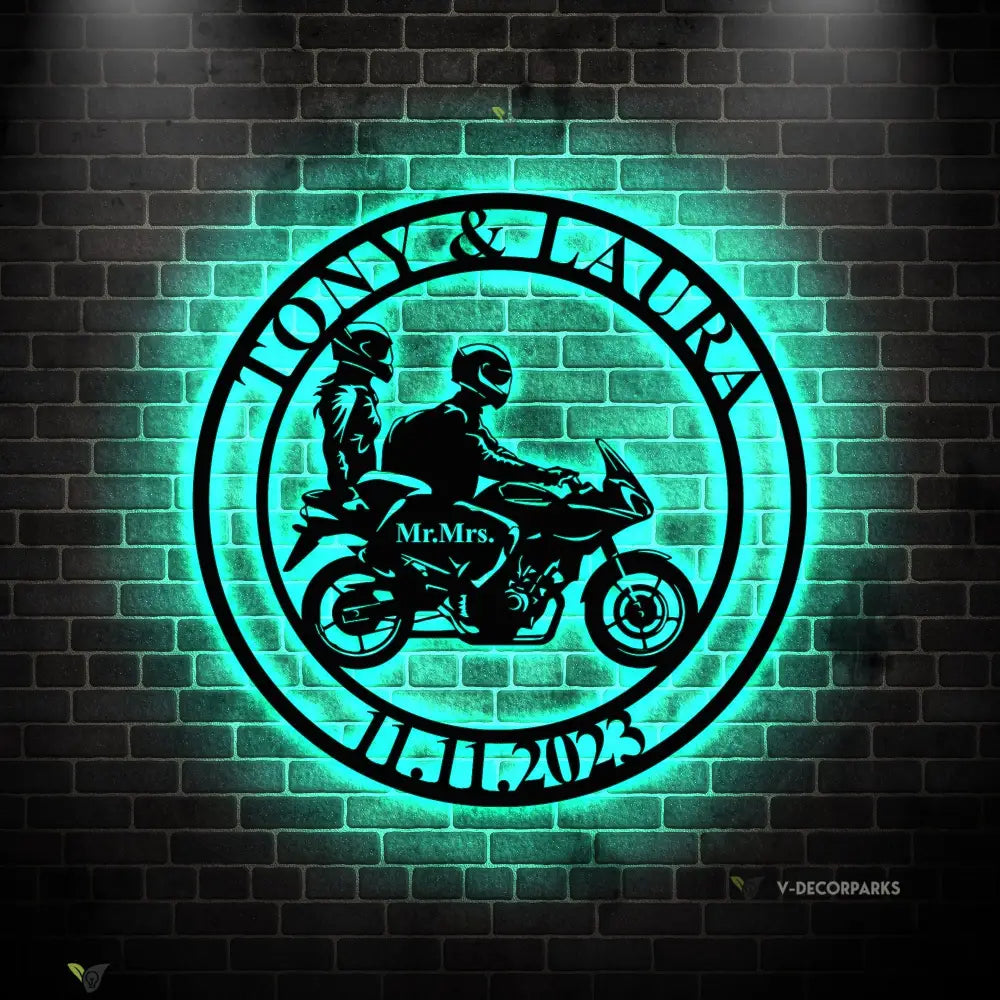 Personalized Biker Couple Metal Sign - Custom Motorcycle Rider Wall Art For Decor - Anniversary Gift - Wedding Gift