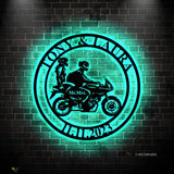 Personalized Biker Couple Metal Sign - Custom Motorcycle Rider Wall Art For Decor - Anniversary Gift - Wedding Gift