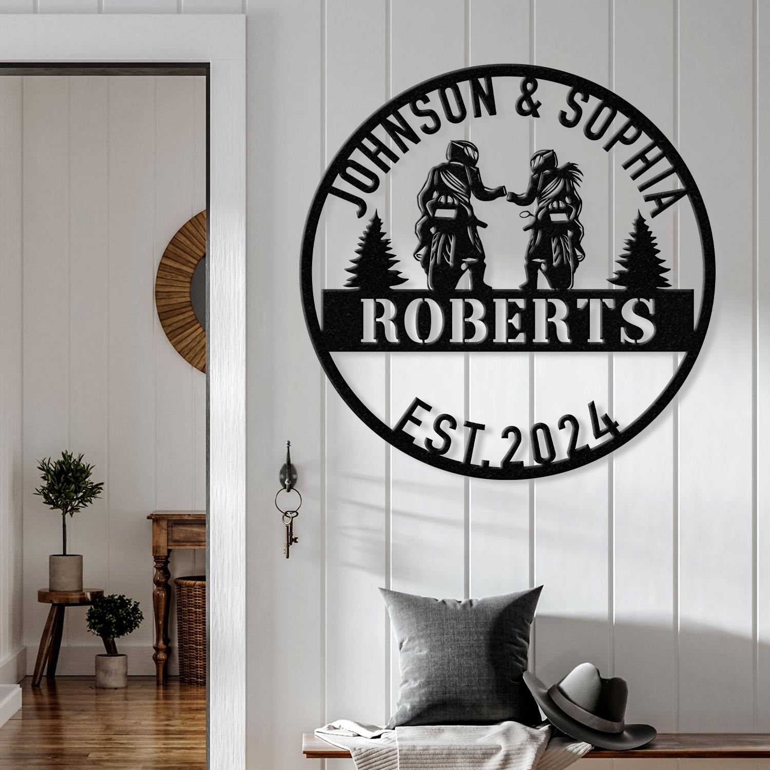 Personalized Biker Couple Metal Sign with Led Light, Custom Motorcycle Rider Wall Art For Decor, Anniversary Gift, Wedding Gift Motorcylce