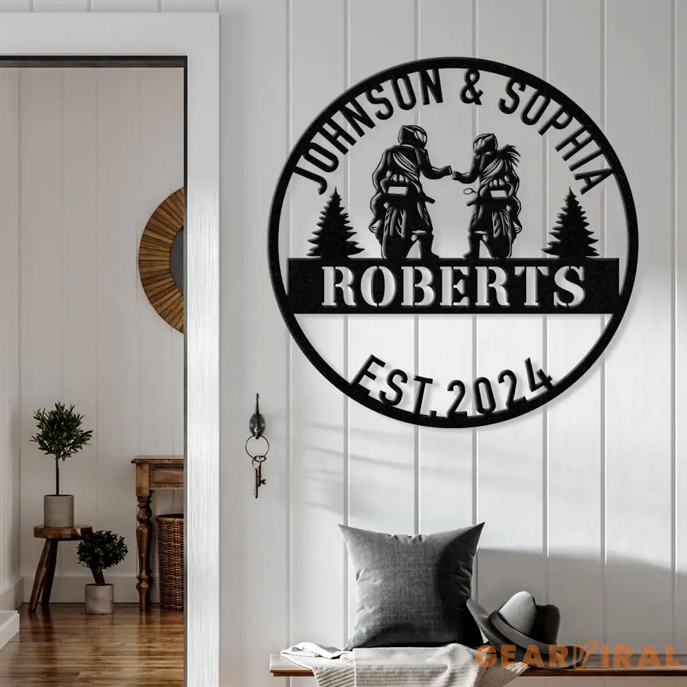 Personalized Biker Couple Metal Sign with Led Light Custom Motorcycle Rider Wall Art For Decor Anniversary Gift Wedding