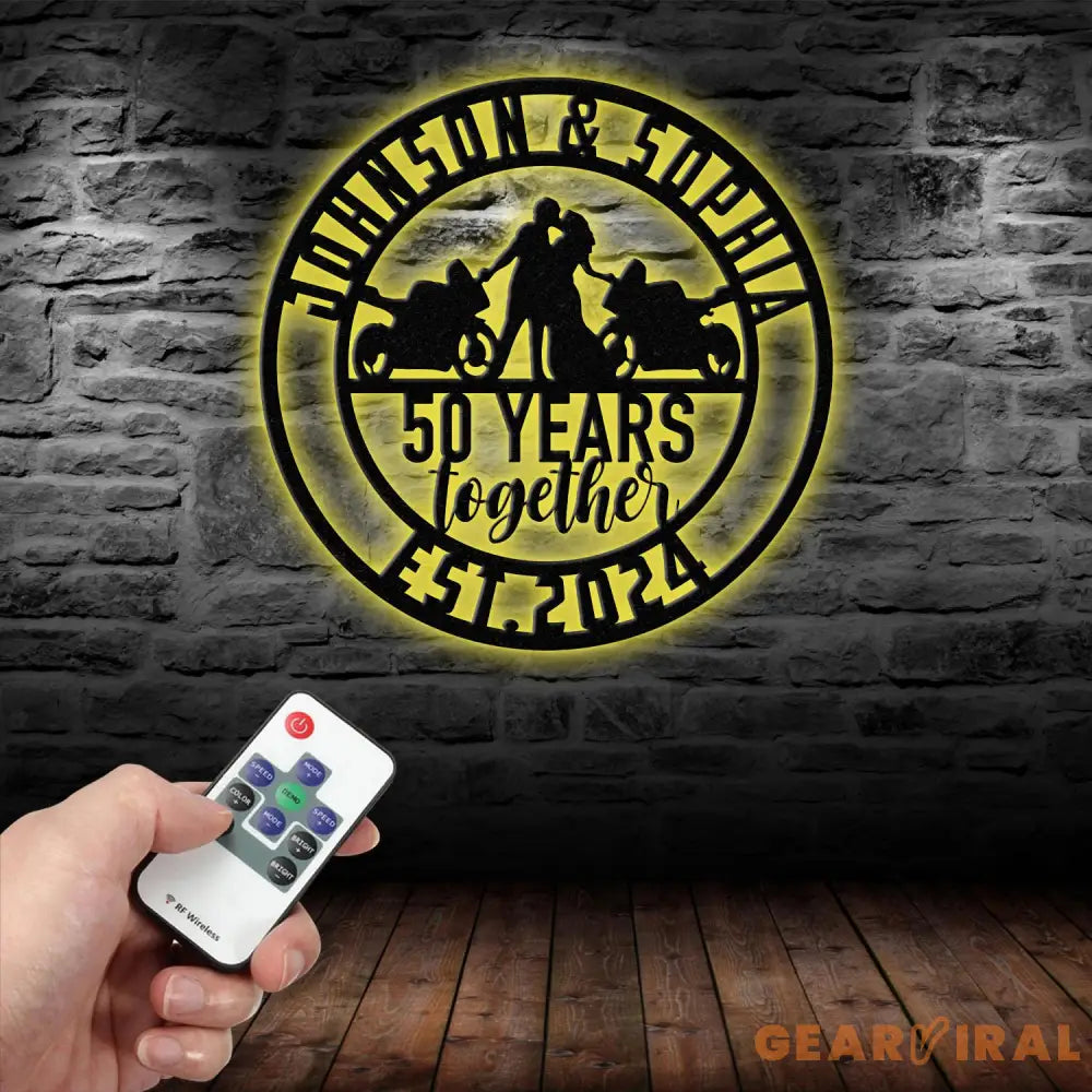 Personalized Biker Couple Metal Sign with Led Light Custom Motorcycle Rider Wall Art For Decor Anniversary Gift Wedding