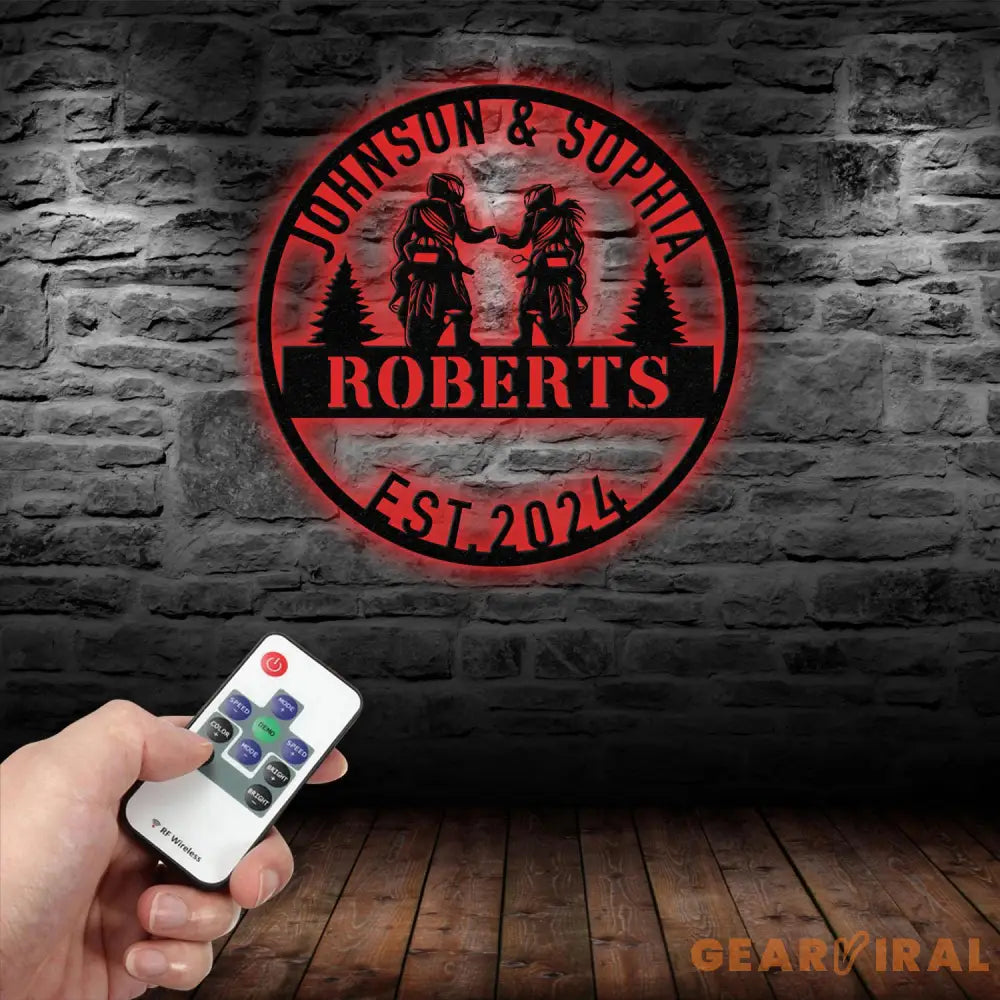 Personalized Biker Couple Metal Sign with Led Light Custom Motorcycle Rider Wall Art For Decor Anniversary Gift Wedding