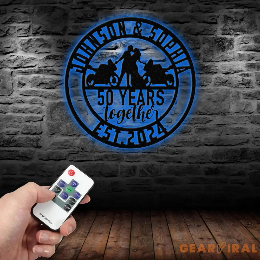 Personalized Biker Couple Metal Sign with Led Light Custom Motorcycle Rider Wall Art For Decor Anniversary Gift Wedding