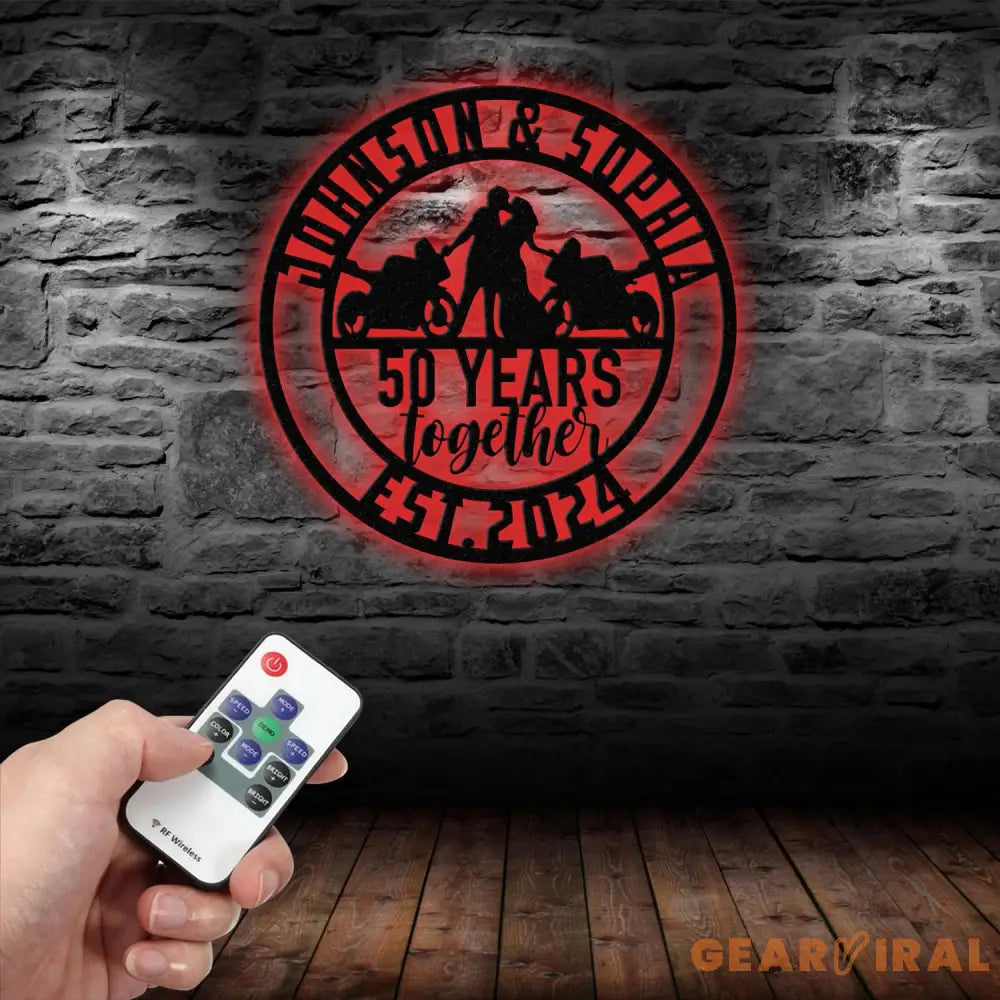 Personalized Biker Couple Metal Sign with Led Light Custom Motorcycle Rider Wall Art For Decor Anniversary Gift Wedding