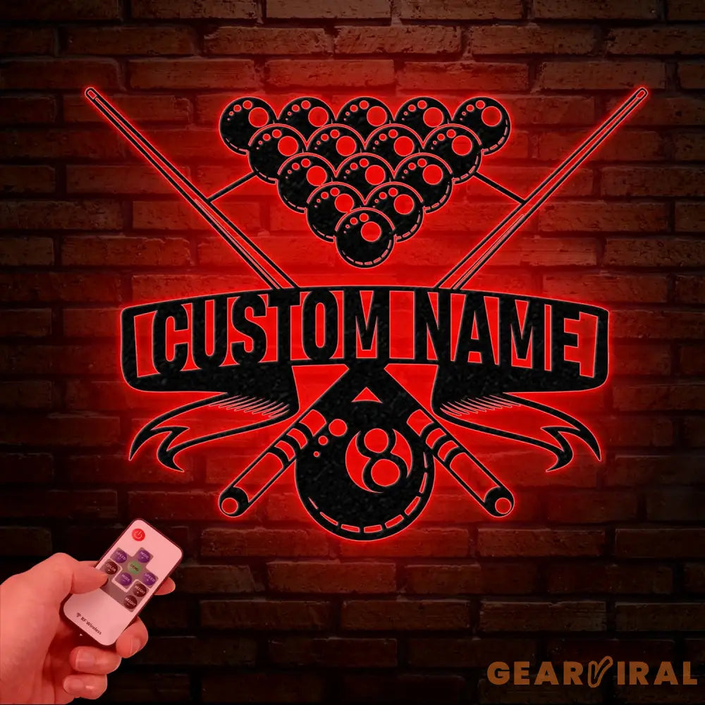 Personalized Billiard Metal Wall Art with LED Light Custom Billiards Sign Pool Room Decor Perfect Birthday & Christmas