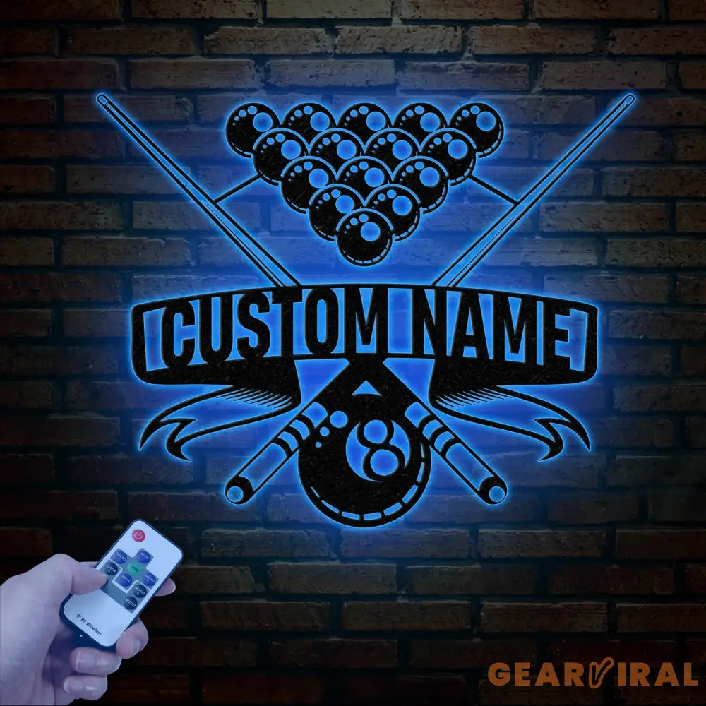 Personalized Billiard Metal Wall Art with LED Light Custom Billiards Sign Pool Room Decor Perfect Birthday & Christmas