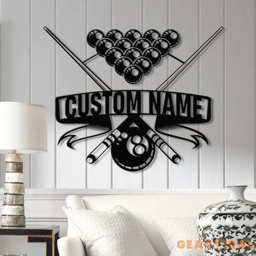 Personalized Billiard Metal Wall Art with LED Light Custom Billiards Sign Pool Room Decor Perfect Birthday & Christmas