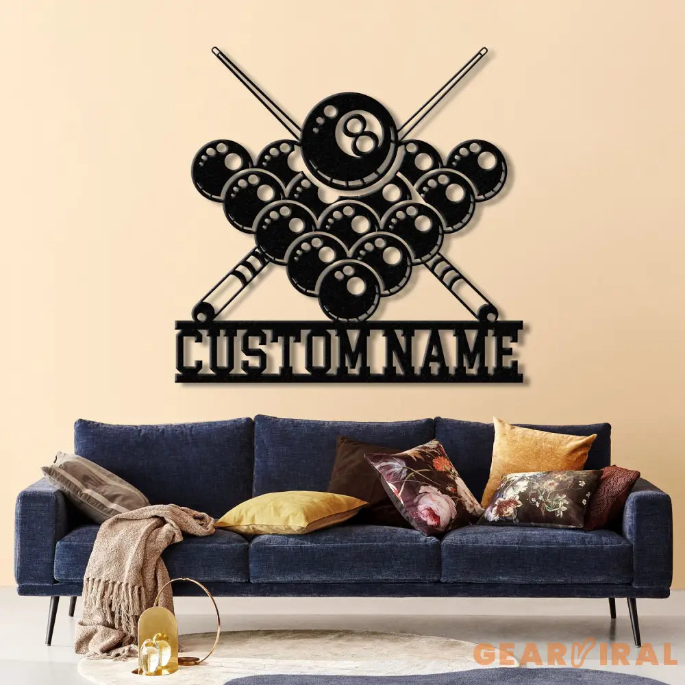 Personalized Billiards Metal Wall Art LED Light Custom Pool Sign Billiard Room Decor Metal Billiards Sign Birthday Gift