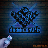 Personalized Billiards Metal Wall Art LED Light Custom Pool Sign Billiard Room Decor Metal Billiards Sign Birthday Gift