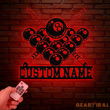 Personalized Billiards Metal Wall Art LED Light Custom Pool Sign Billiard Room Decor Metal Billiards Sign Birthday Gift