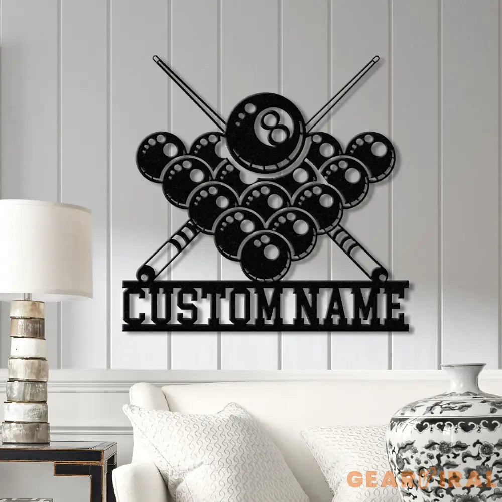 Personalized Billiards Metal Wall Art LED Light Custom Pool Sign Billiard Room Decor Metal Billiards Sign Birthday Gift