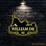 Personalized Black Cat Address Metal Address Sign - Last Name Initial Hanging - Personalize Metal Sign - Address Sign