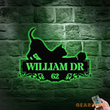 Personalized Black Cat Address Metal Address Sign - Last Name Initial Hanging - Personalize Metal Sign - Address Sign