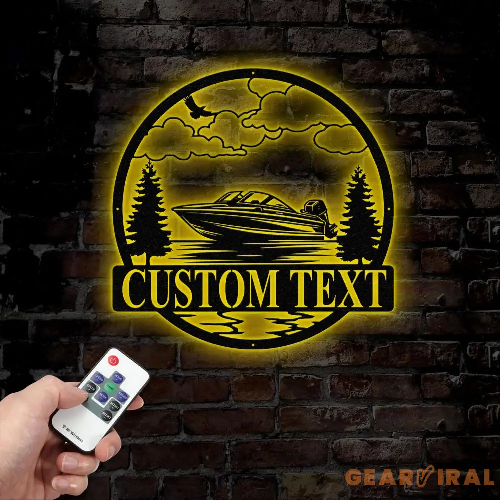 Personalized Boat Lake House Metal Sign with Led Light Metal Outdoor Decor Lake Beach House Decor Custom Boat Gift