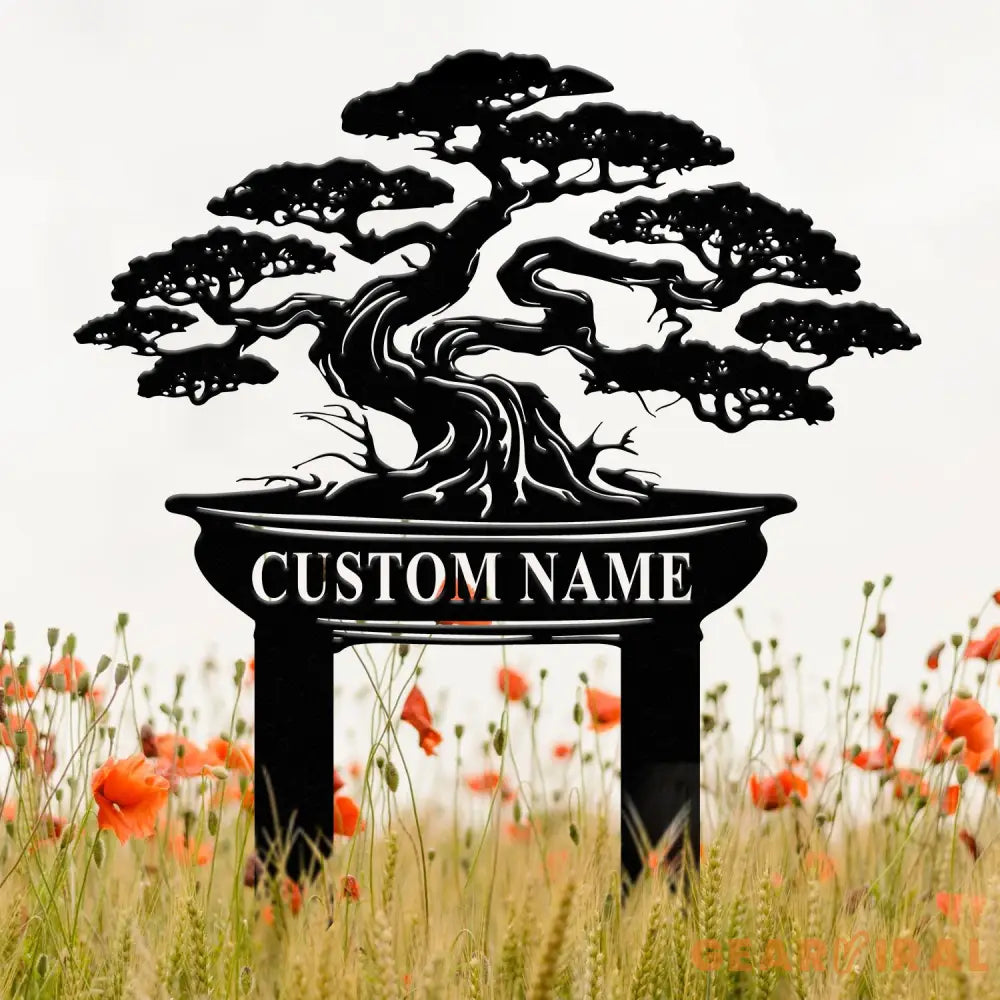 Personalized Bonsai Garden Sign Custom Metal Garden Stake Bonsai Tree Yard Decor Gardener Gift Custom Yard Sign