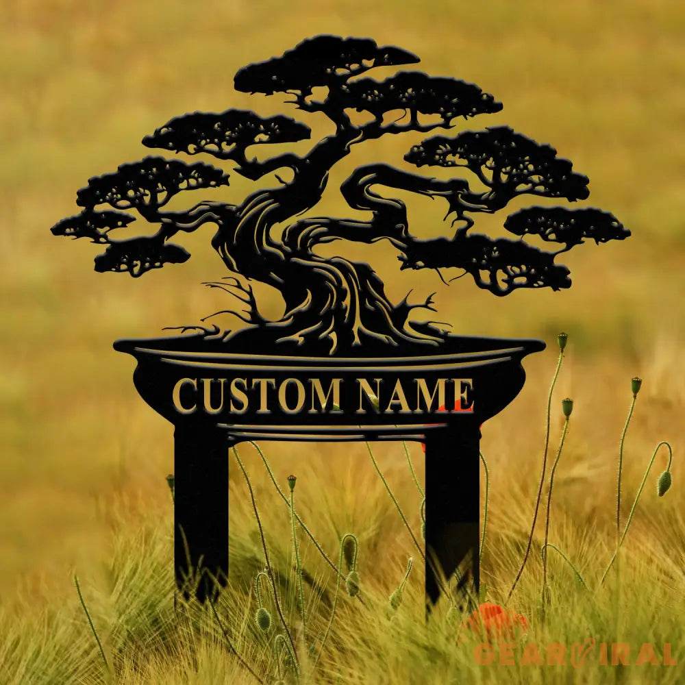 Personalized Bonsai Garden Sign Custom Metal Garden Stake Bonsai Tree Yard Decor Gardener Gift Custom Yard Sign