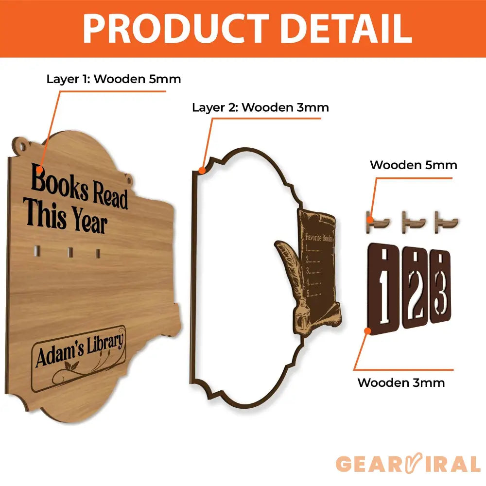 Personalized Book Holder - Book Tracker, Books Read This Year Counter, Book Display, TBR, Gift for Readers, Book Lover Gift, Bookshelf Decor