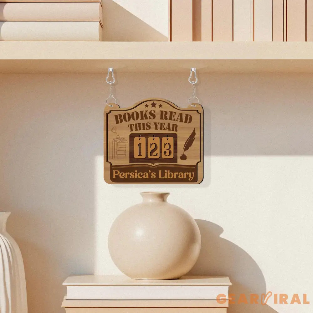 Personalized Book Tracker Sign, Reading Goal Counter, Custom Library Decor, Book Lover Gift, Wooden Reading Progress Display