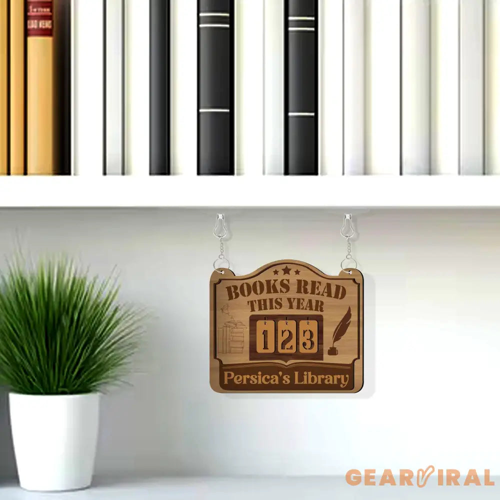 Personalized Book Tracker Sign, Reading Goal Counter, Custom Library Decor, Book Lover Gift, Wooden Reading Progress Display