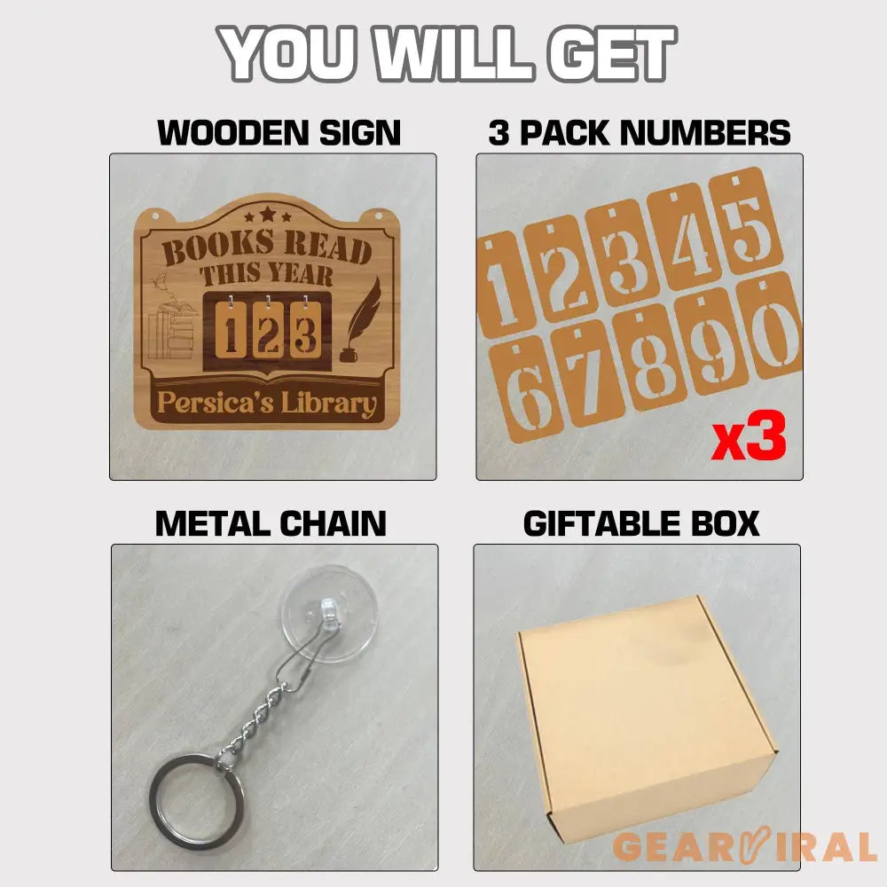 Personalized Book Tracker Sign, Reading Goal Counter, Custom Library Decor, Book Lover Gift, Wooden Reading Progress Display