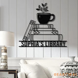 Personalized Books Metal Sign with LED Lights - Custom Bookshelf Wall Art - Library Decor - Bookworm & Reading Room